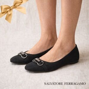 Salvatore Ferragamo Suede Ballet Flats Black Size 40/9